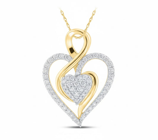 10k Gold F Note Heart Pendant – 1/4 CTTW Diamonds