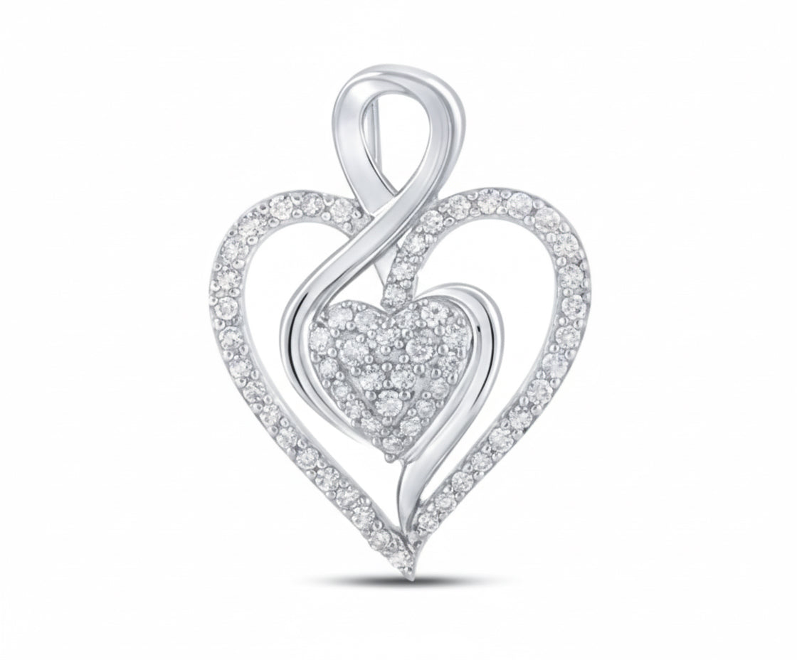 10k Gold F Note Heart Pendant – 1/4 CTTW Diamonds
