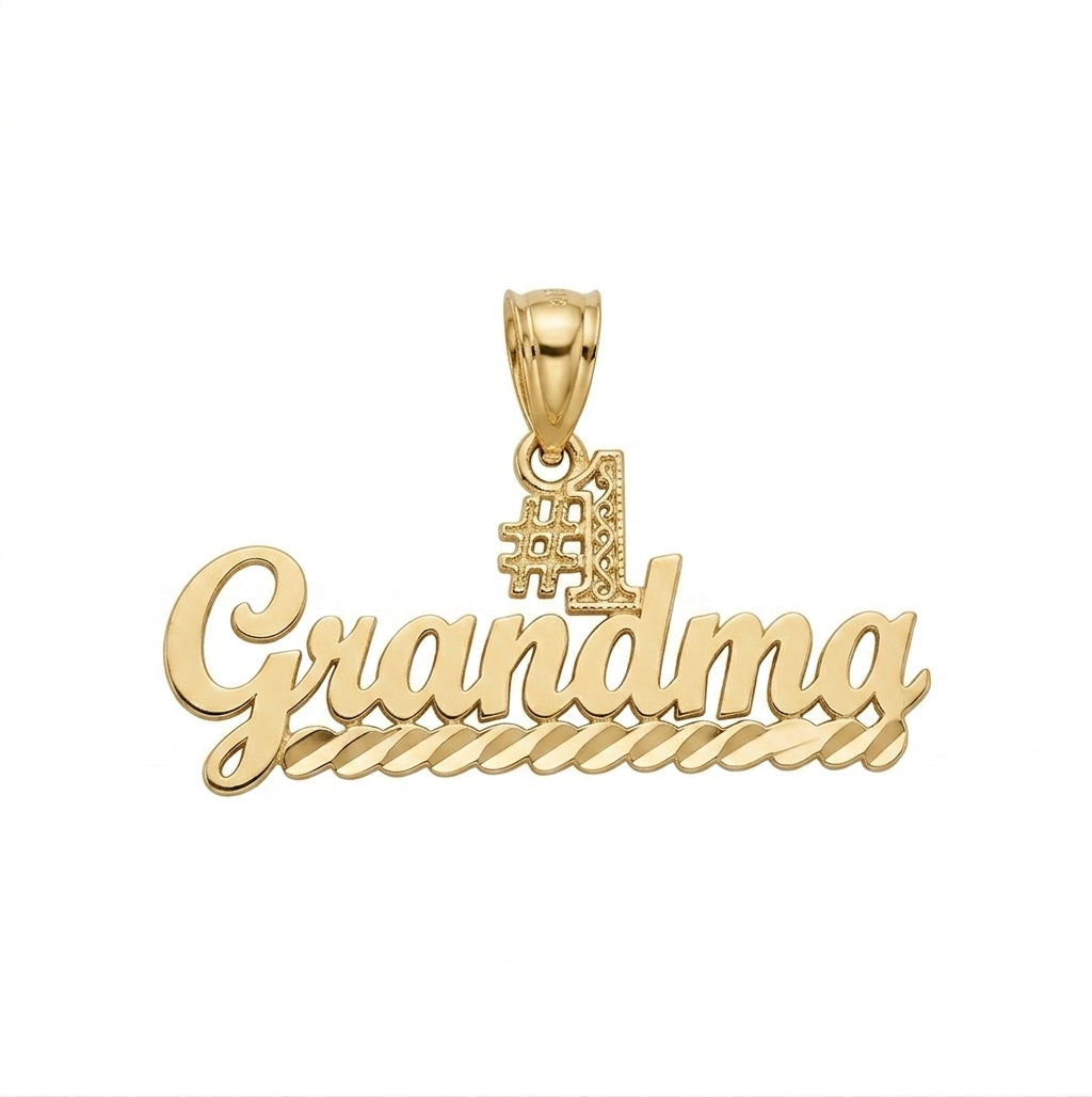 10K yellow gold #1 grandma charm pendant gift for grandmother