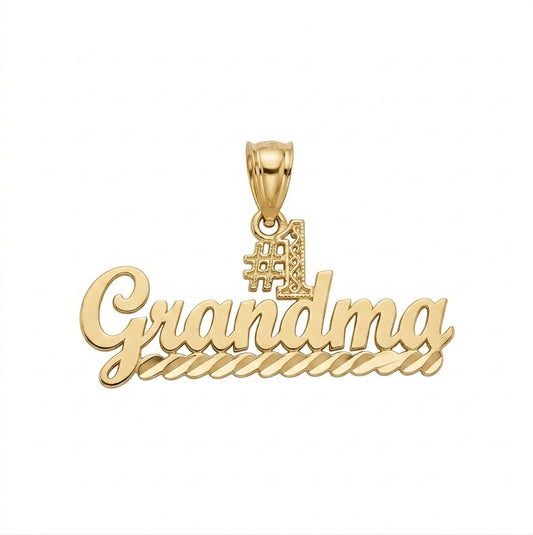 10K yellow gold #1 grandma charm pendant gift for grandmother