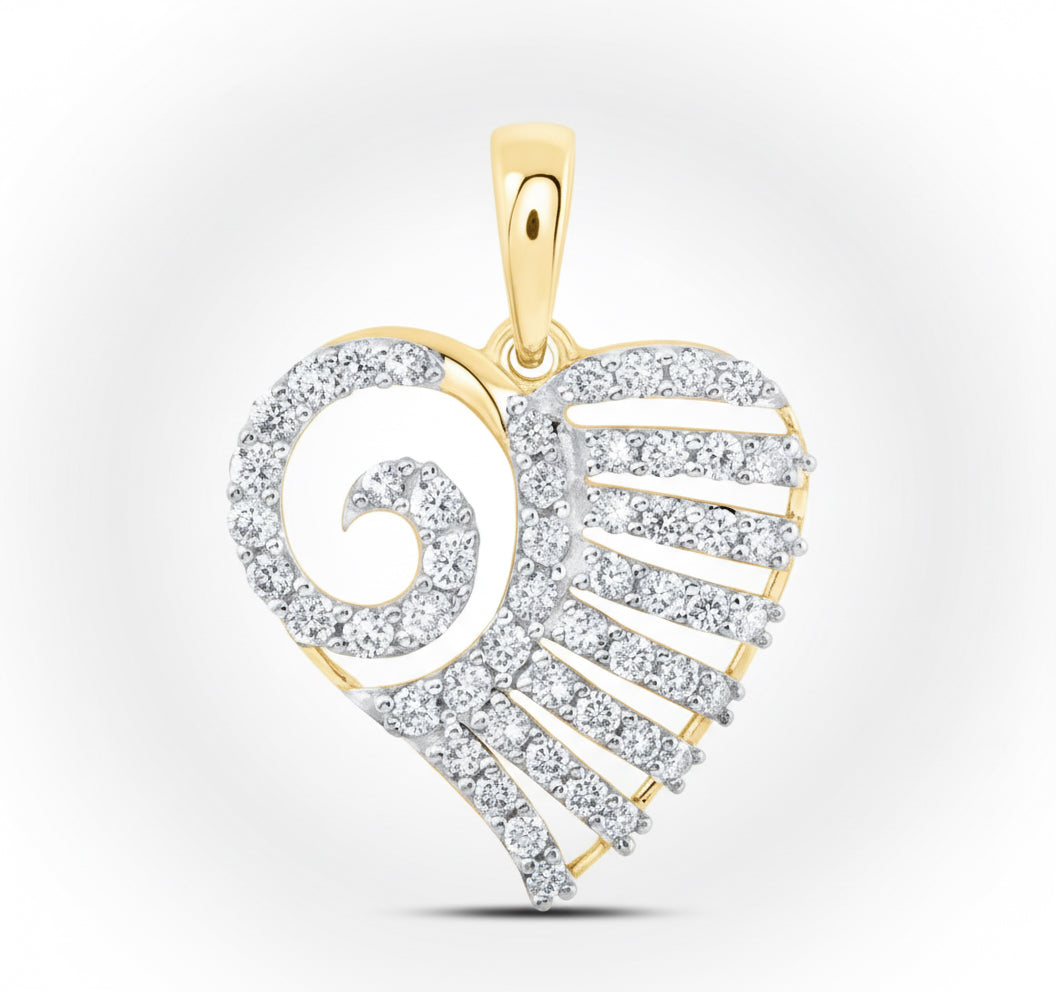10K gold heart pendant with diamonds – romantic gift for her