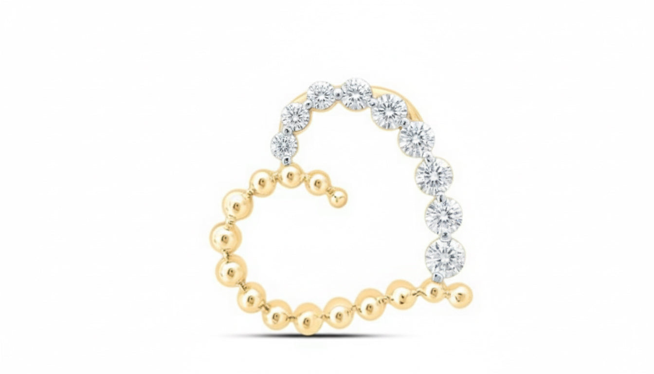 10k gold heart pendant with 1/10 CTTW natural diamonds