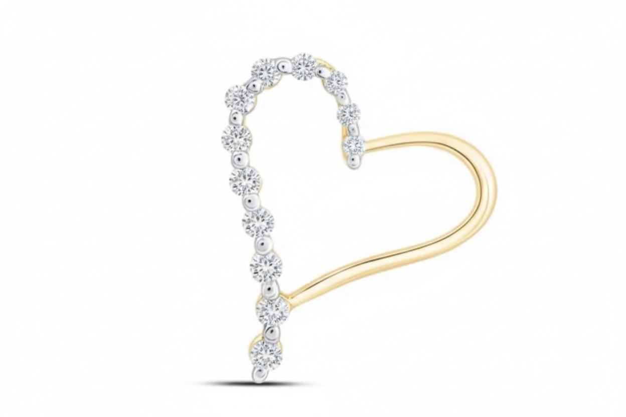 10k gold heart pendant with 1/6 CTTW natural diamonds – chain not included