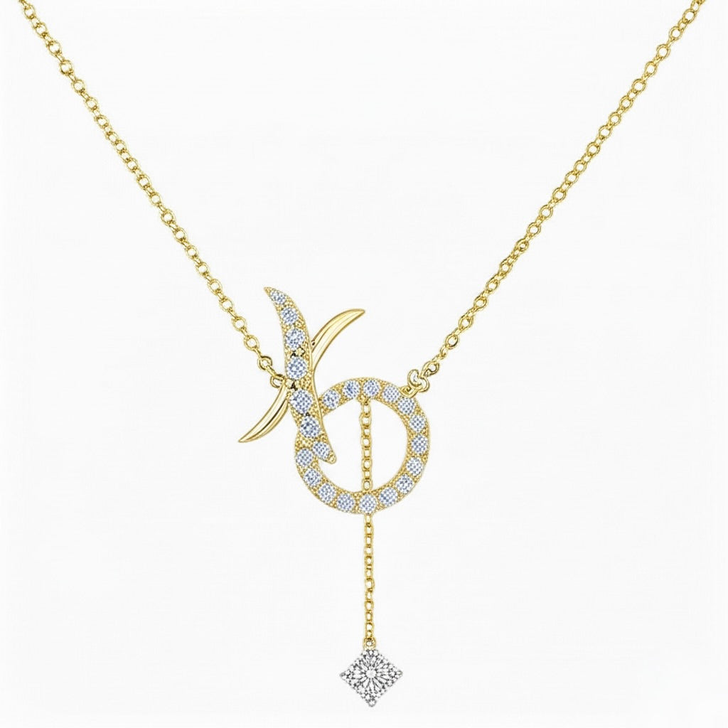 10K gold Hugs & Kisses necklace with 1/5 CTTW diamonds – elegant fashion jewelry