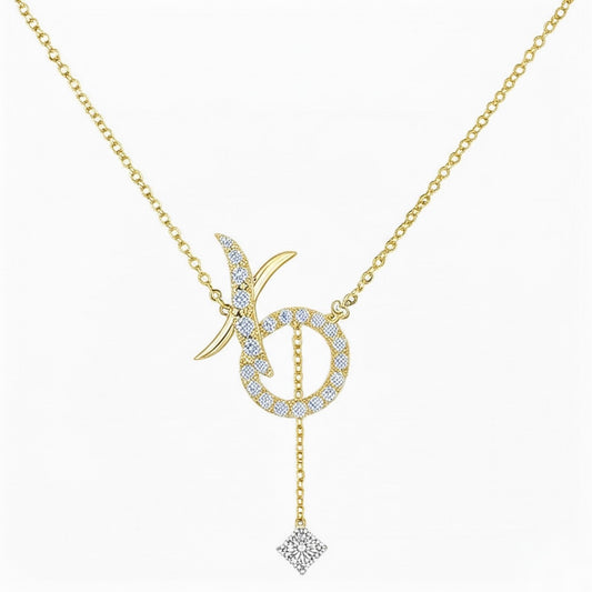 10K gold Hugs & Kisses necklace with 1/5 CTTW diamonds – elegant fashion jewelry