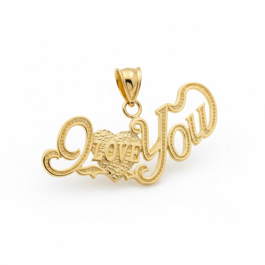 10K gold I Love You charm pendant – romantic gift jewelry