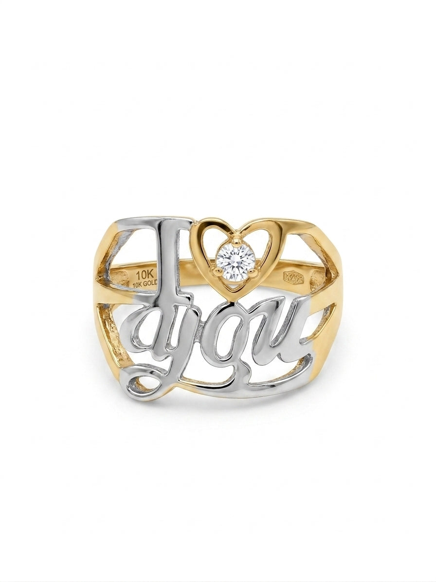 Fine jewelry 10K gold I Love You ring size 7 for anniversaries and special occasions