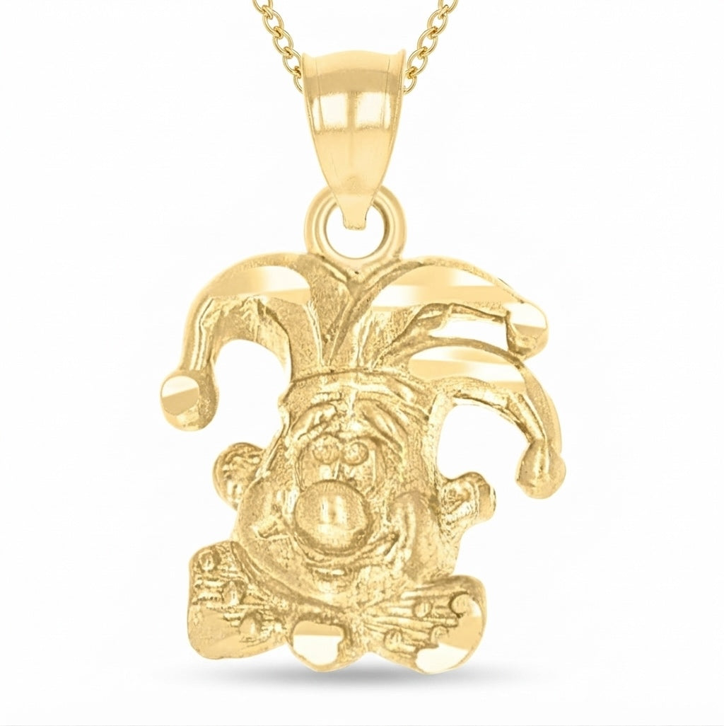 10K gold joker clown charm pendant