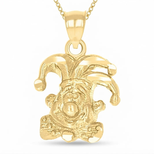 10K gold joker clown charm pendant