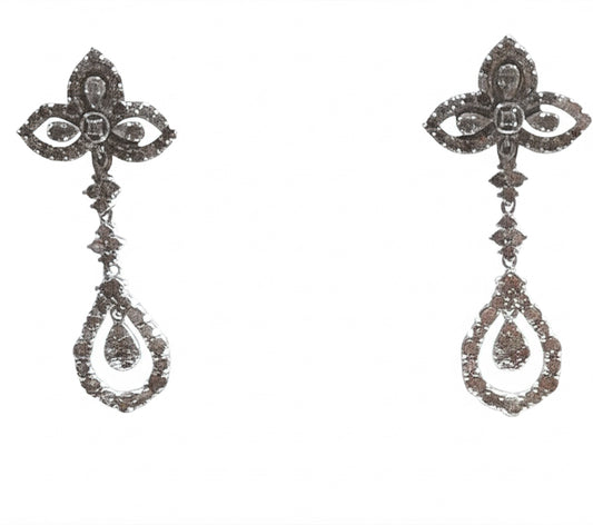 10K gold champagne diamond dangle earrings
