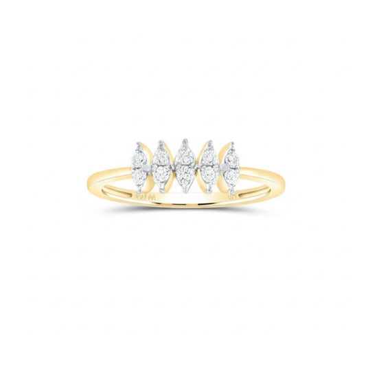 10k gold marquise diamond ladies ring with 1/6 carat sparkling diamonds, elegant jewelry for women