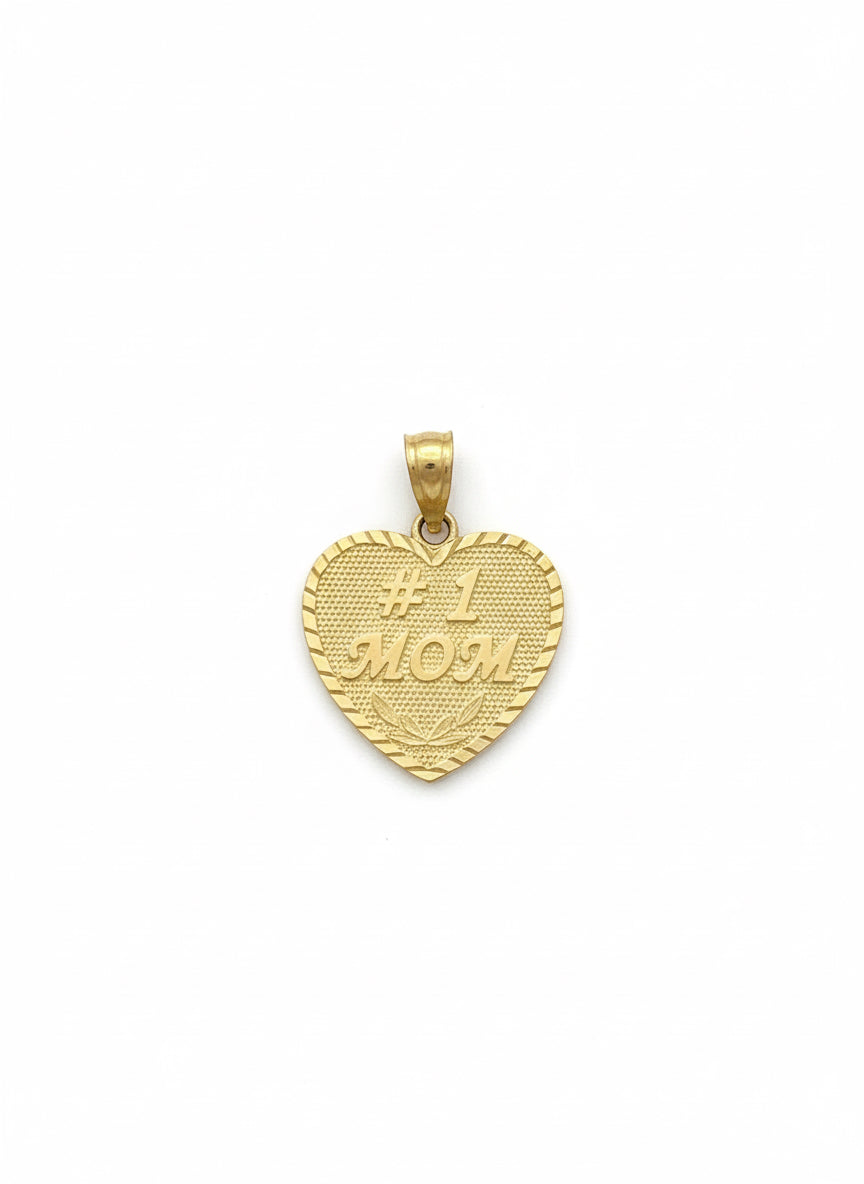 10K yellow gold mom pendant diamond cut shine gift for mother