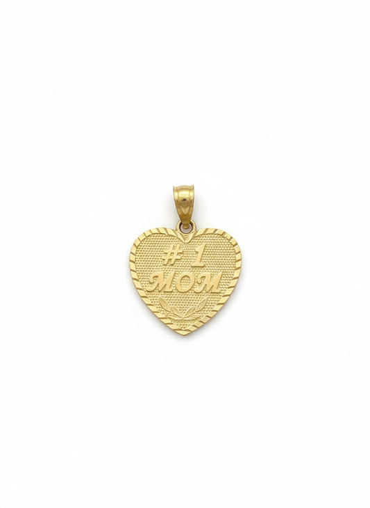 10K yellow gold mom pendant diamond cut shine gift for mother