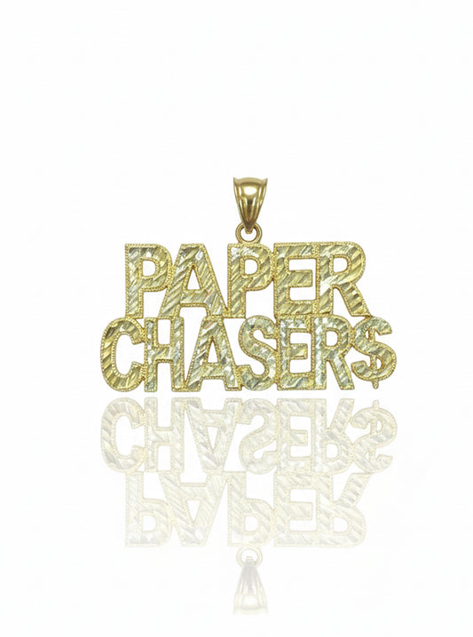 10K gold Paper Chaser$ charm pendant hip hop jewelry