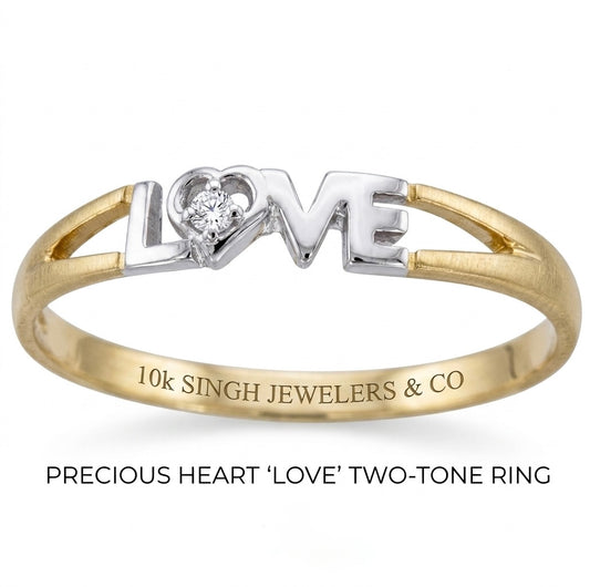 10K yellow gold promise ring with white sapphire elegant jewelry band