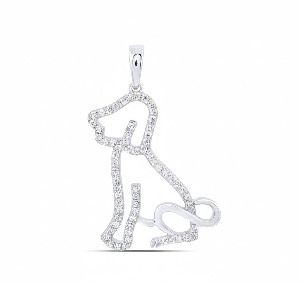 Gold dog charm pendant without chain, 10K animal jewelry
