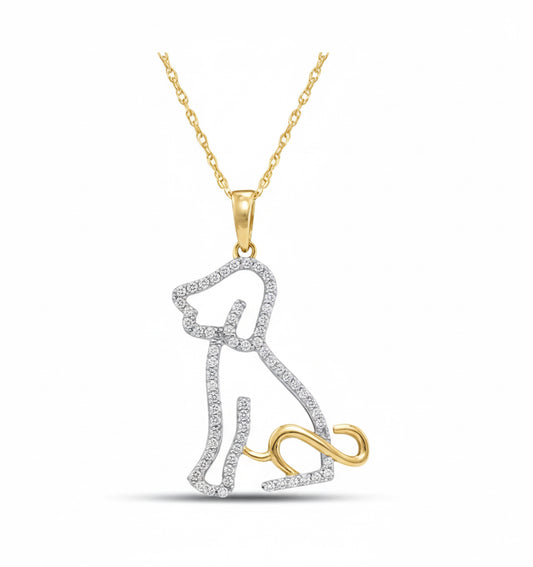 Cute dog pendant in 10K gold, animal jewelry for pet lovers