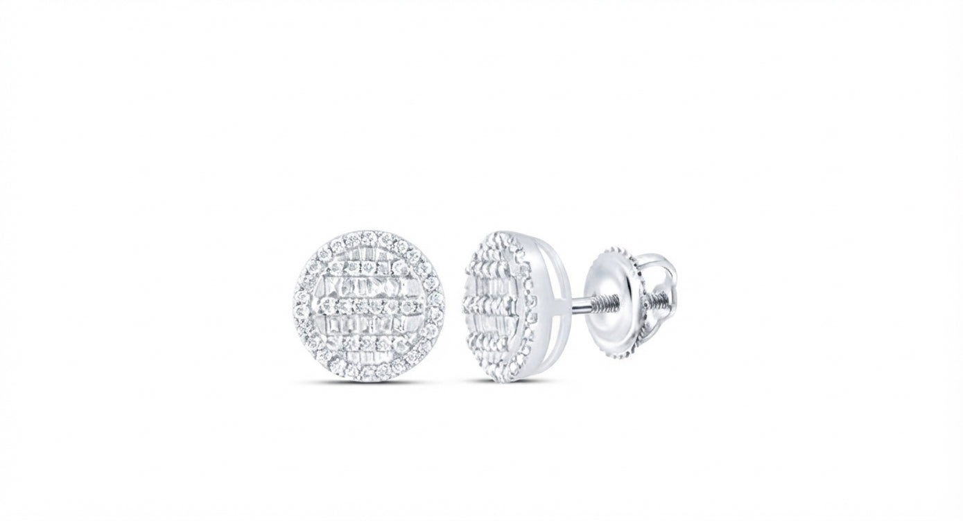 10K gold round diamond earrings with natural diamonds