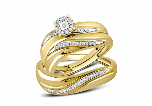 10K gold solitaire diamond engagement ring with round-cut stone