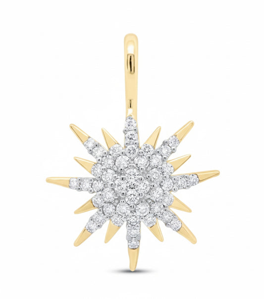 10K gold starburst diamond pendant with 1/6 CTW diamonds