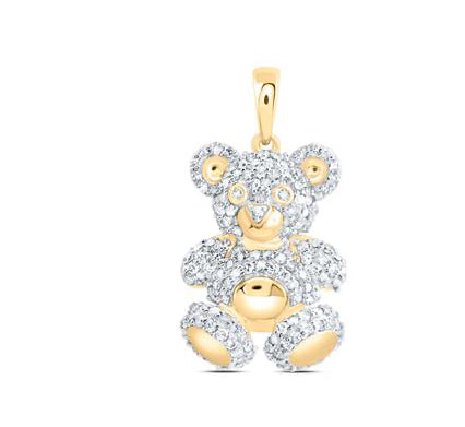 10K gold teddy bear 5/8 Cttw diamond charm.