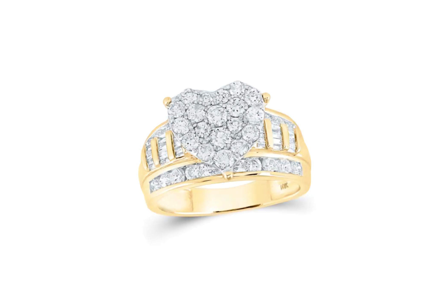 10K Heart Bridal 2 CTTW Diamond Engagement Ring Size 7