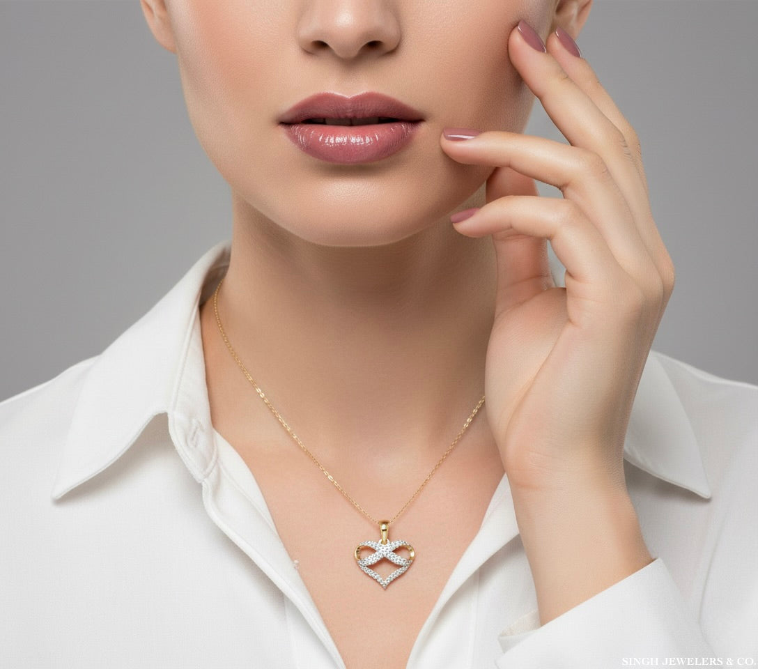 10k infinity diamond heart pendant on chain