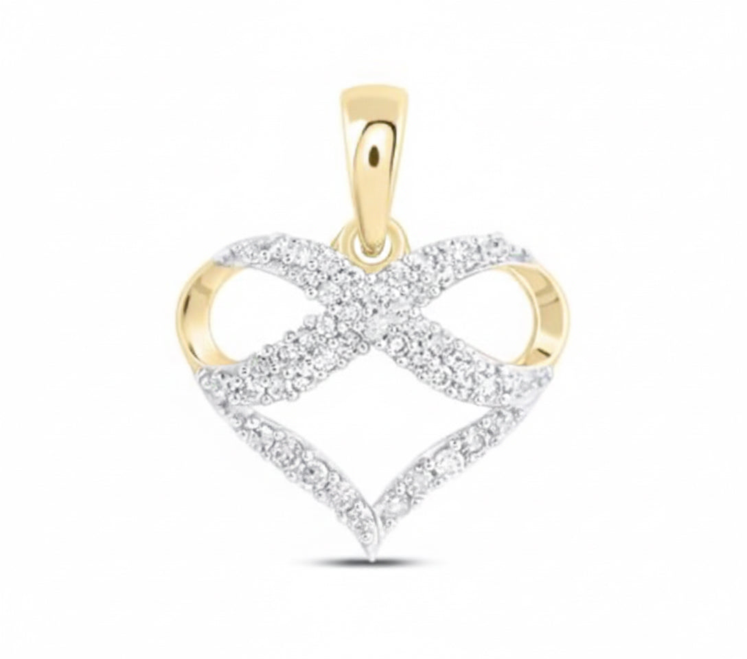 10k infinity diamond heart pendant on chain