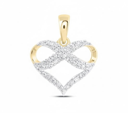 10k infinity diamond heart pendant on chain