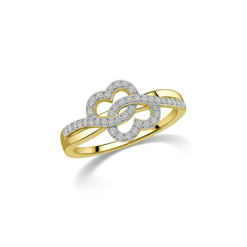 10K gold intertwined hearts diamond ring with 0.15 carat stone – promise or anniversary gift