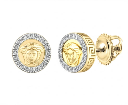 10K Medusa Diamond Studs – 3/8 CT Versace Style
