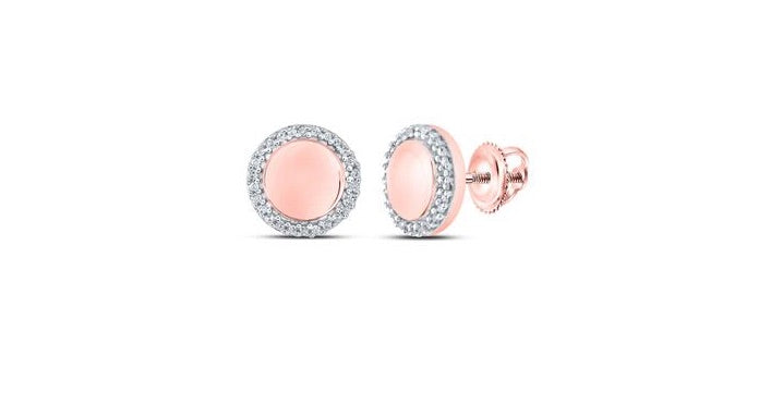 10K rose gold diamond stud earrings with 1/10 CTTW white diamonds