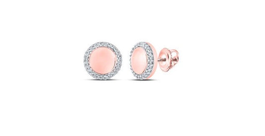 10K rose gold diamond stud earrings with 1/10 CTTW white diamonds