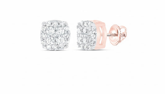 10k rose gold diamond studs earrings for men and women