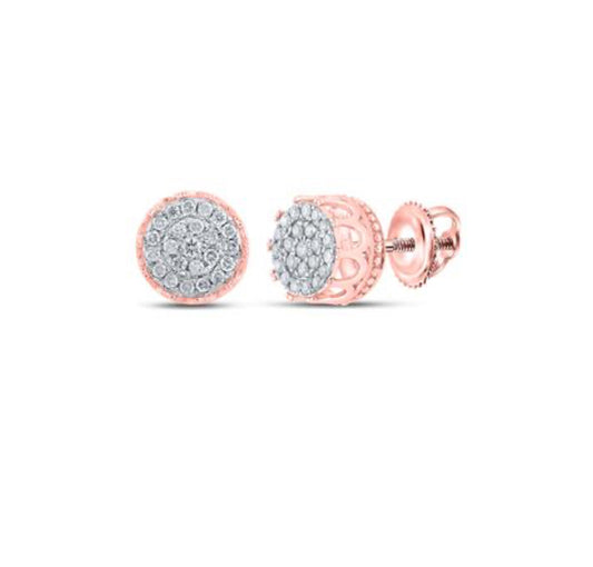 10k Rose Gold Nicolina Round 1/4 Cttw Diamond Earrings with Screwbacks
