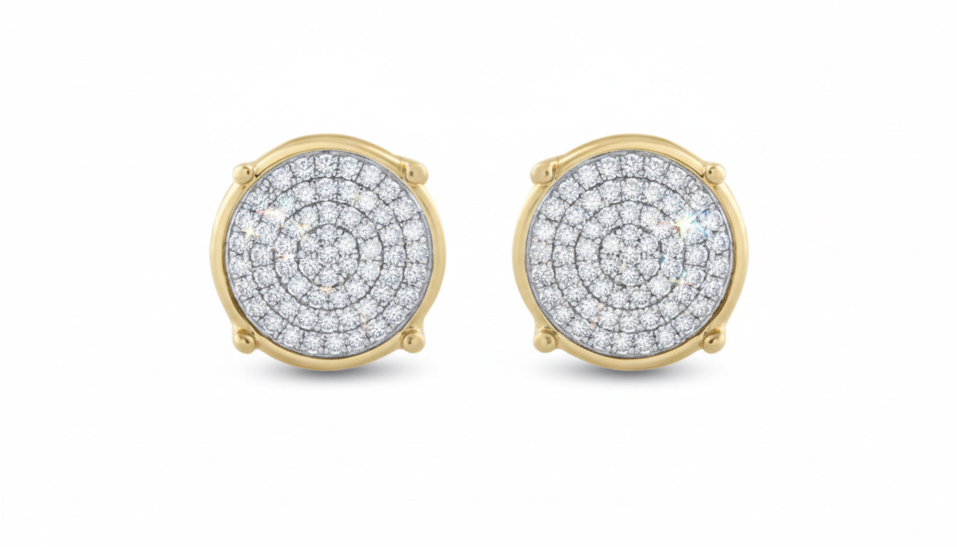 10K gold round diamond earrings with 1/4 carat pavé setting