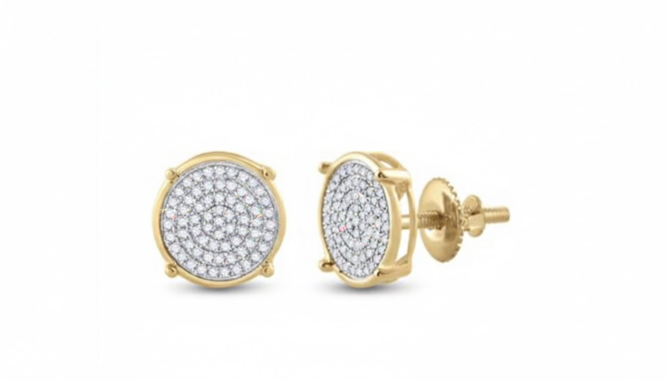 10K gold round diamond earrings with 1/4 carat pavé setting