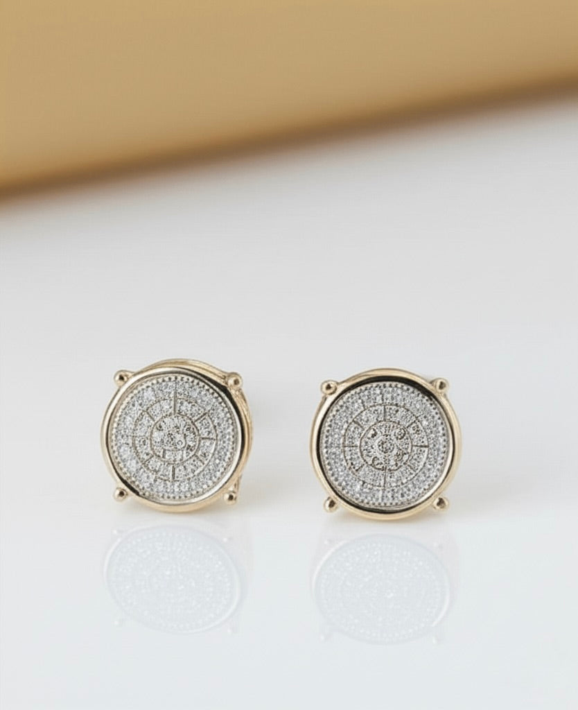 Solid gold pavé diamond earrings with secure backing