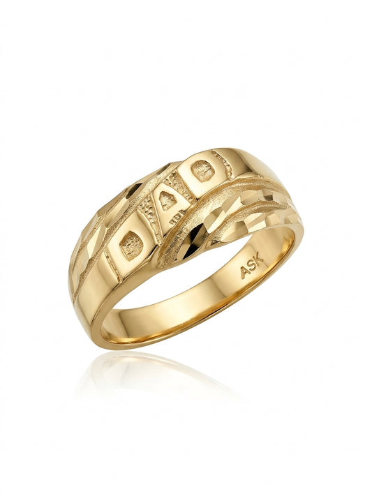 10K solid gold Dad ring with diamond-cut design, size 9