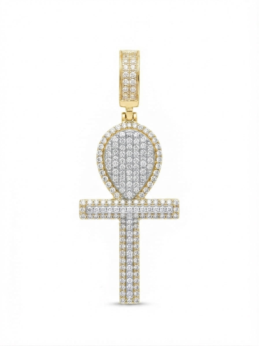 10K solid gold diamond ankh 0.53 CTW