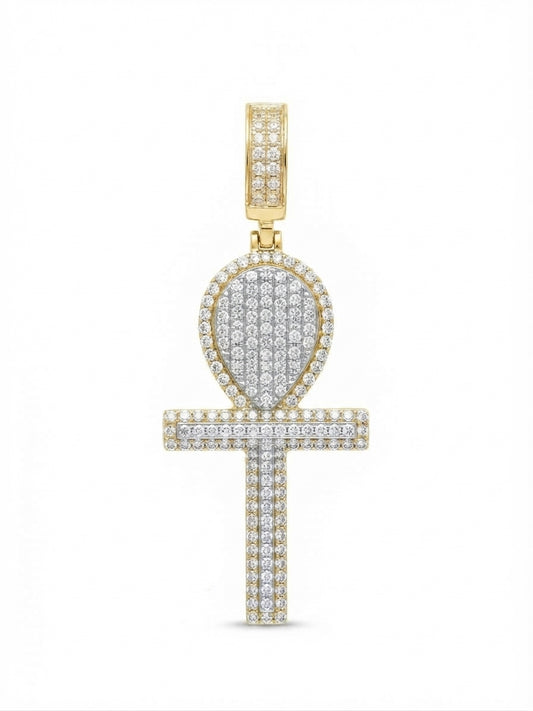 10K solid gold diamond ankh 0.53 CTW