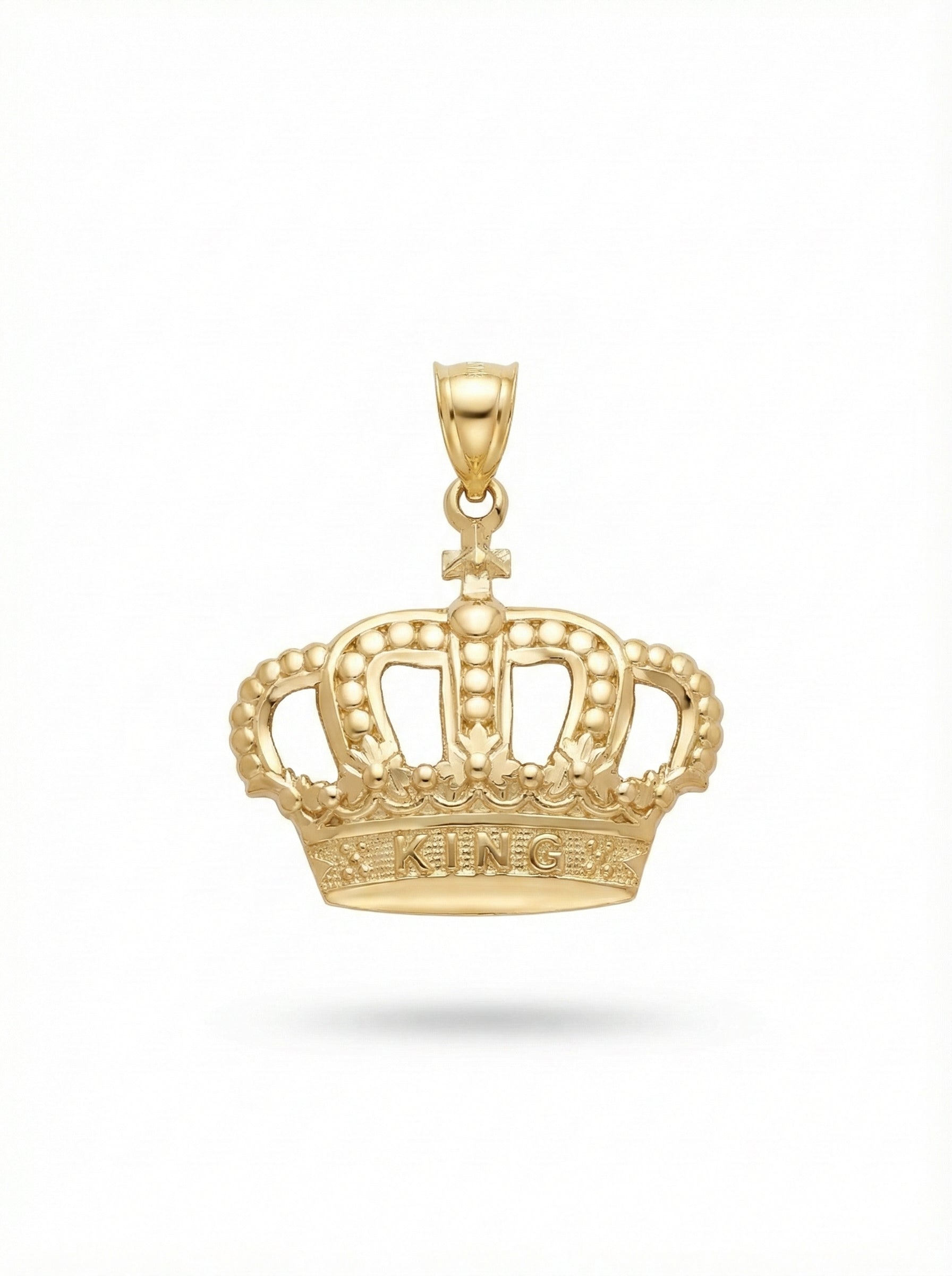 10K solid gold king crown charm pendant