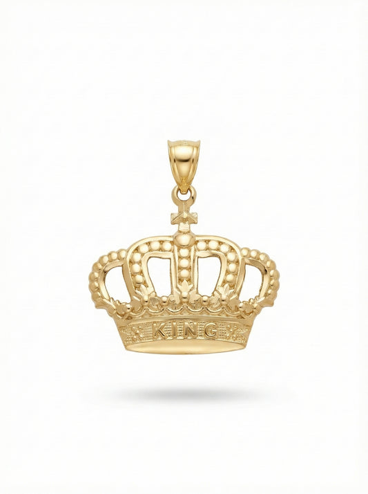 10K solid gold king crown charm pendant