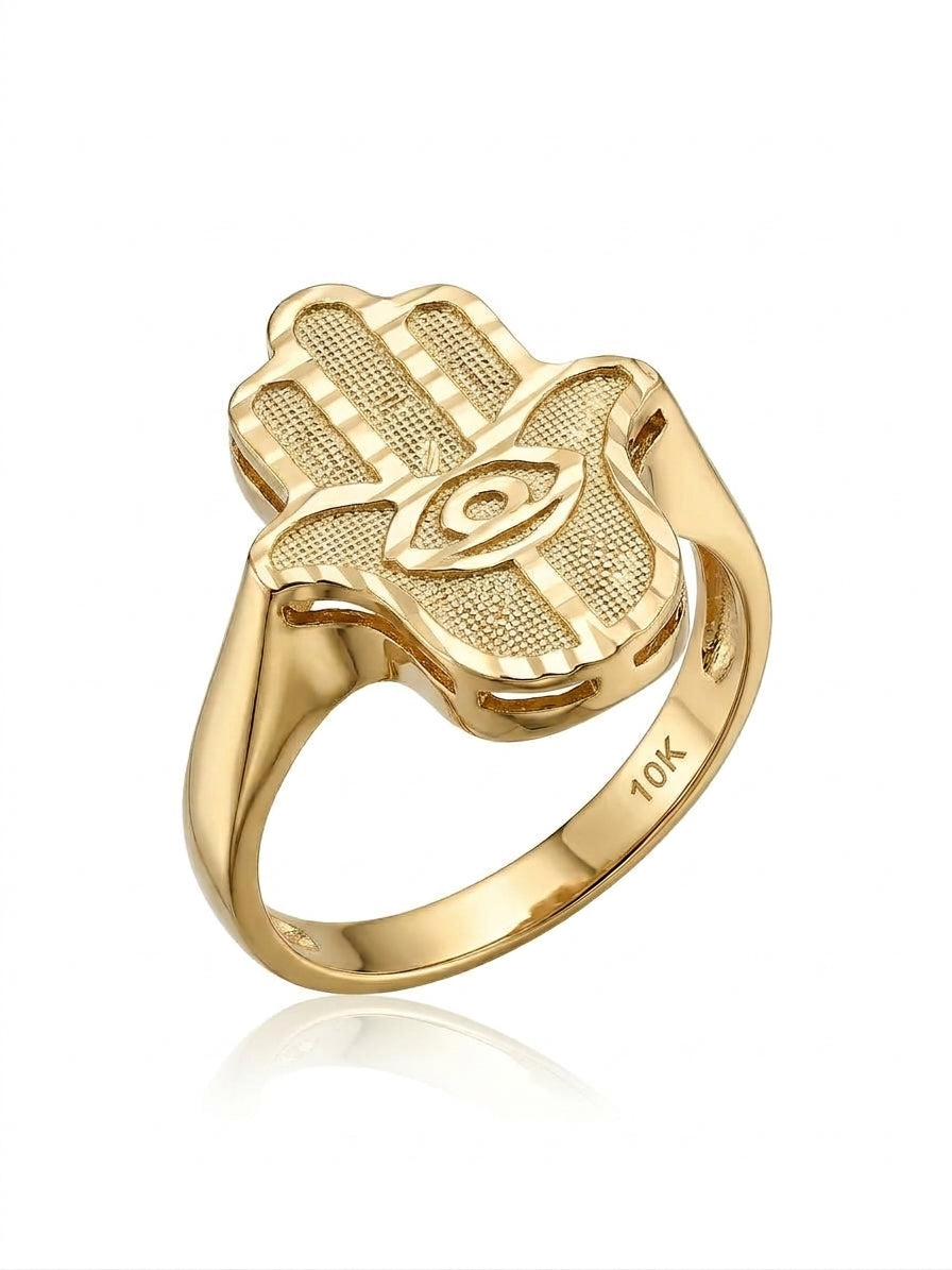 10K solid gold unisex praying hands ring in size 9