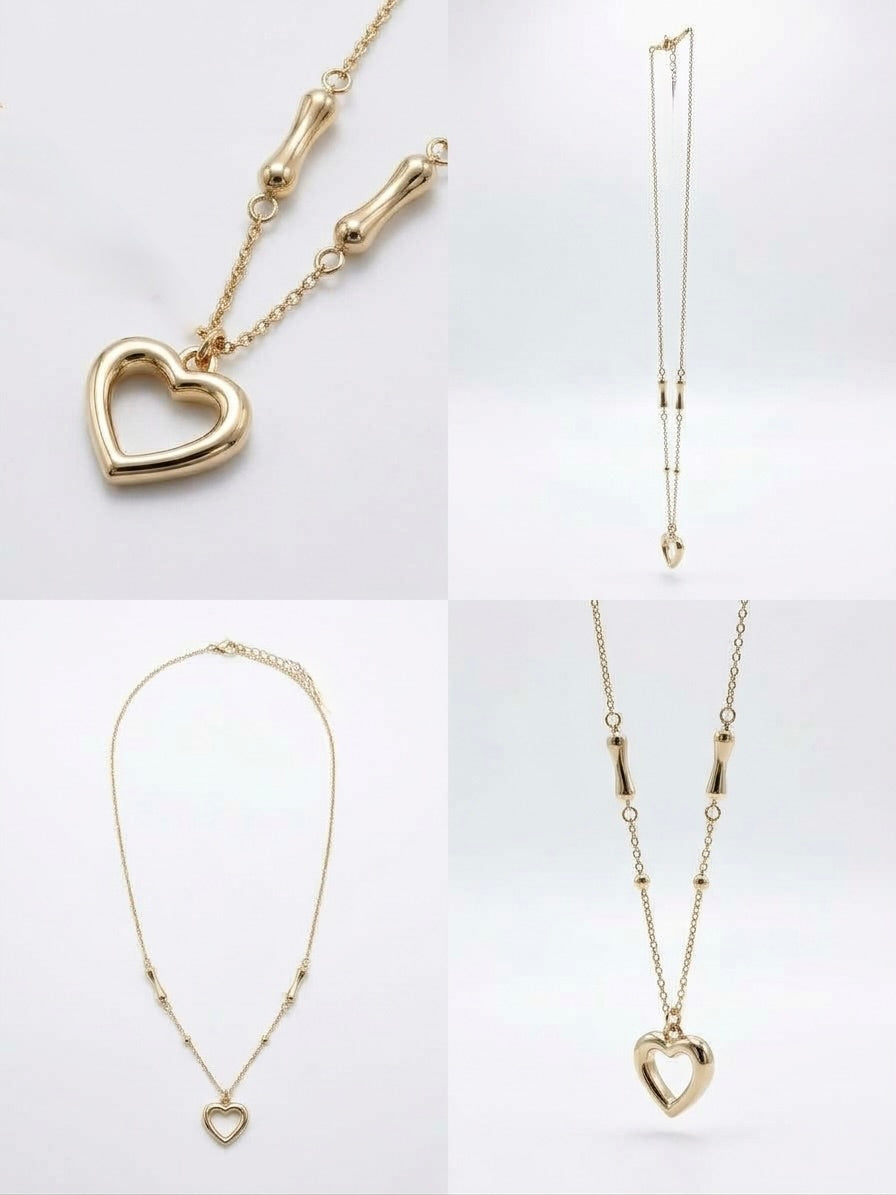 10 karat solid gold T-bone heart necklace jewelry gift