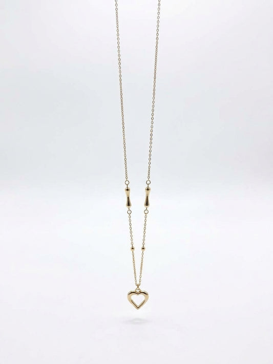 Solid 10K gold heart necklace with T-bone design