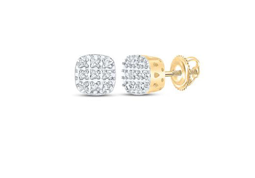10k Yellow Gold 1/20 Cttw Diamond Earrings with Screw Backs