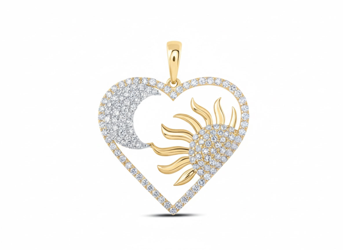 10k Sun Moon 1 Cttw Diamond Heart Ladies Charm