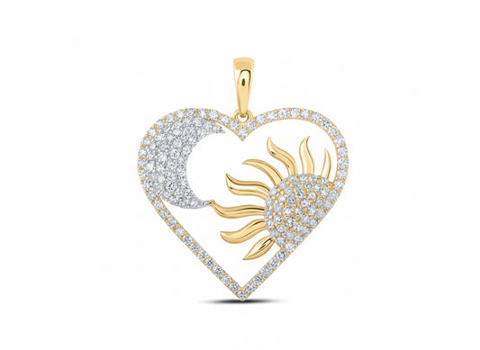 10k Sun Moon 1 Cttw Diamond Heart Ladies Charm