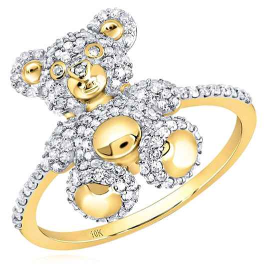 Teddy Bear 10k Diamond Ring with 1/2 Cttw Diamonds Size 7